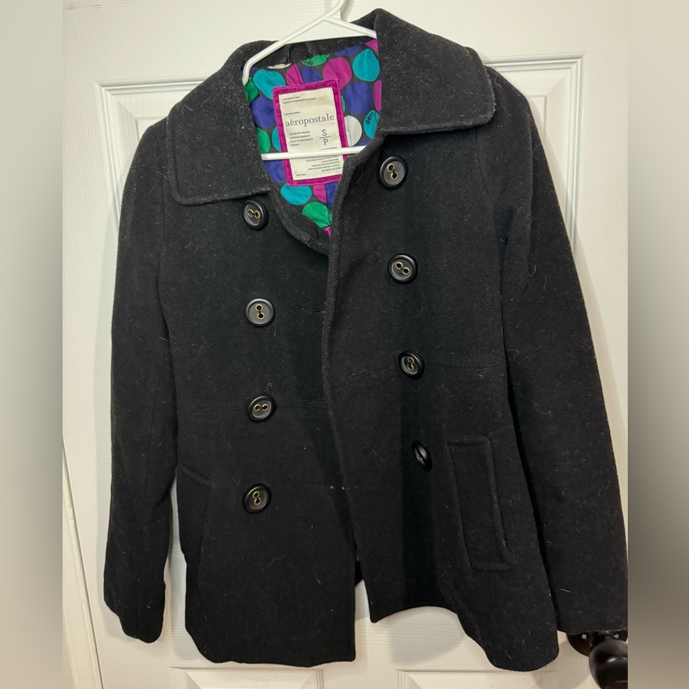 Vintage Aeropostale Wool Black Coat